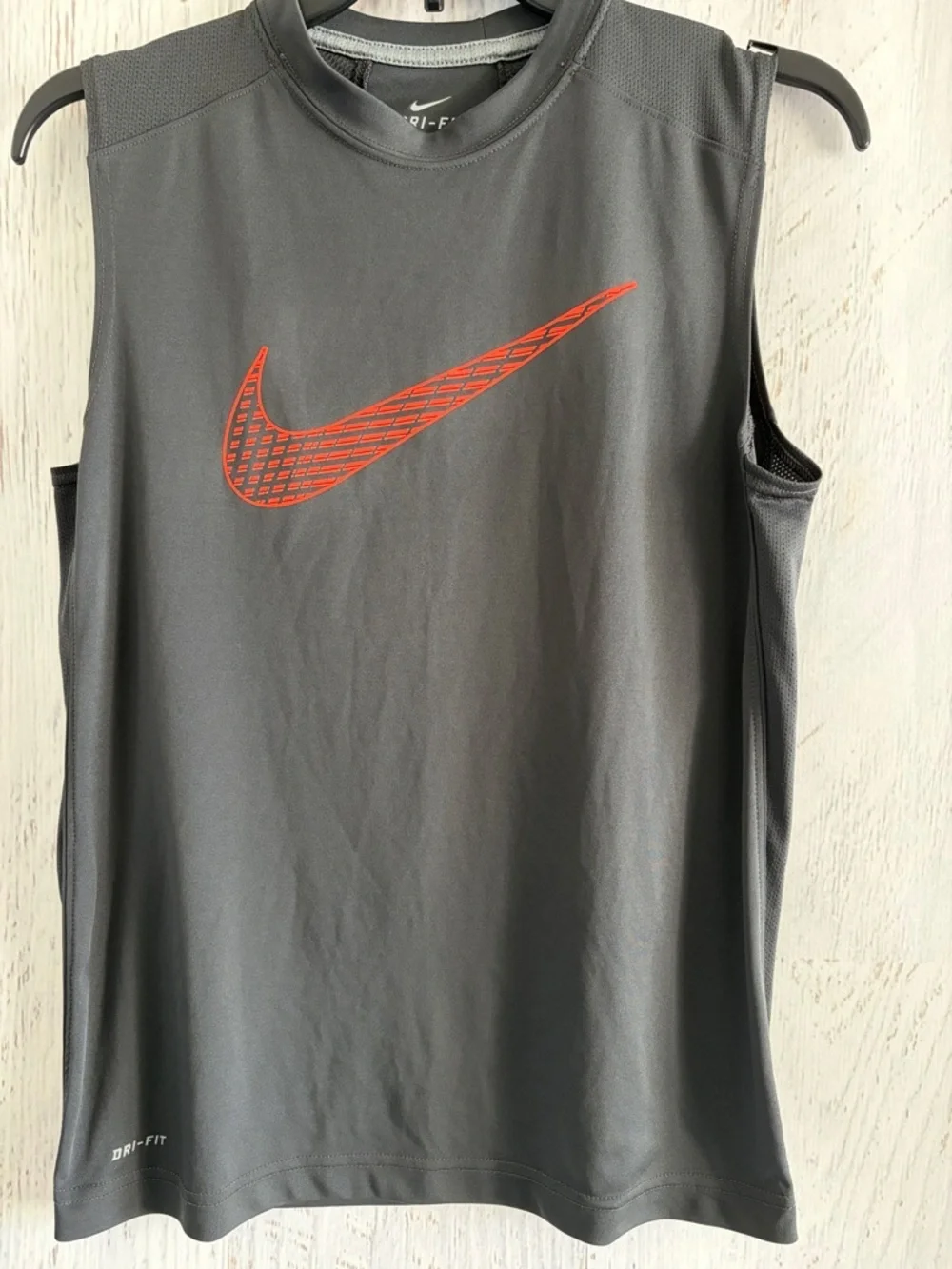 Nike Boy’s Black & Charcoal Sleeveless Dri-FIT Tanks with Red Logos